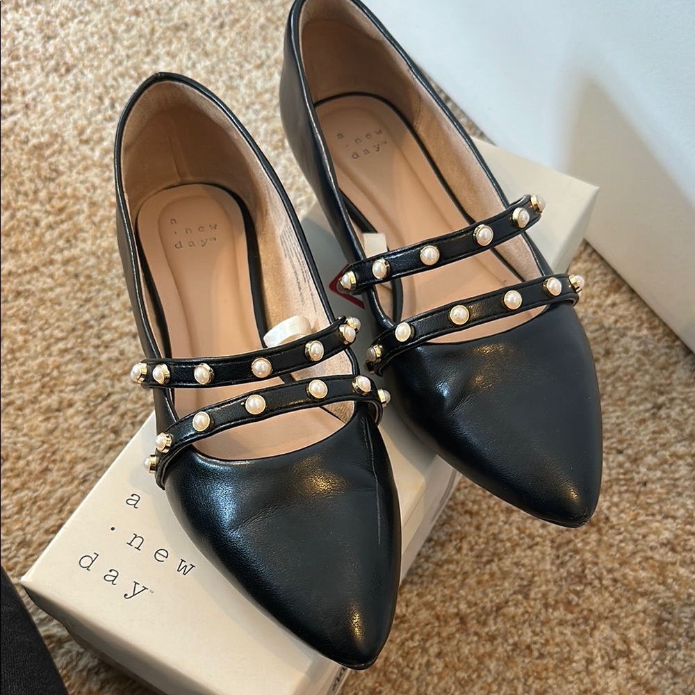 A New Day Black Pearl-Embellished Women's Shoes